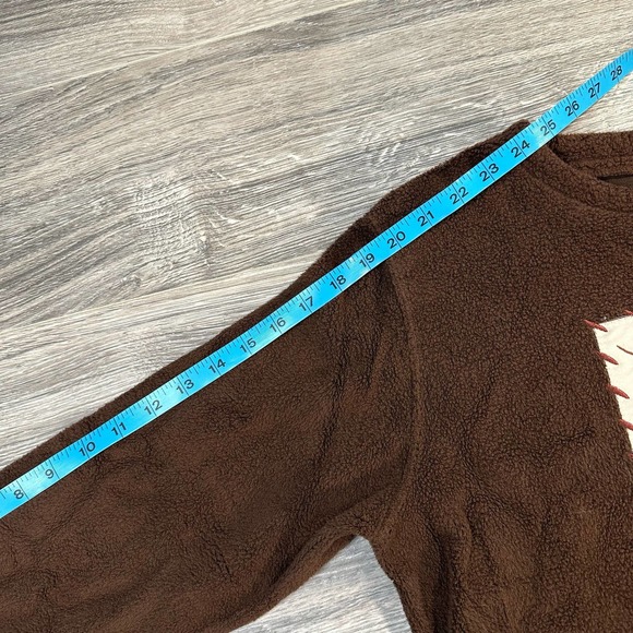 VTG 90s Crewneck Granny Fleece Quilted Patched Fall Harvest Brown Sweater Size S - Picture 7 of 8